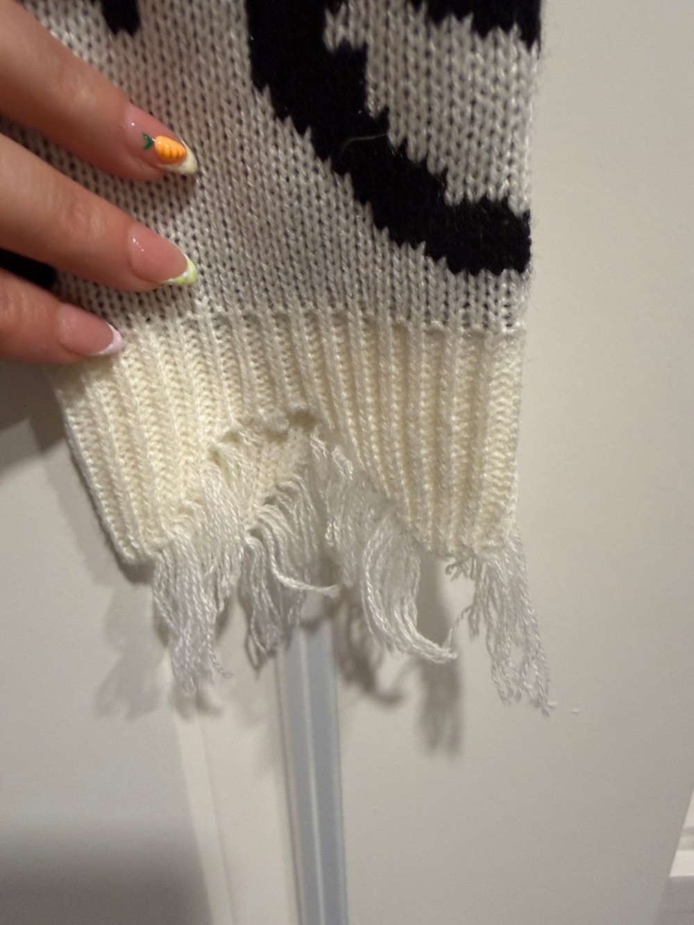 Polly & Esther Black and White Zebra V-Neck Sweater - Picture 5 of 6